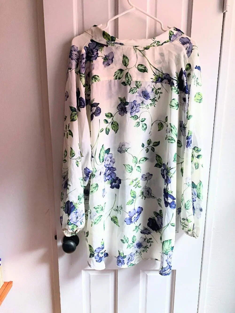 Wray NYC Blue Floral Indigoletta Rose Sheer Nic Shirt Sz 4XL Plus
